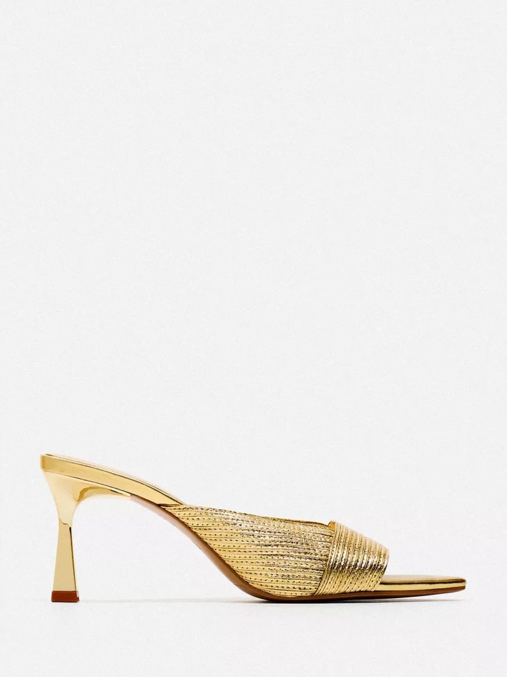 Zara Gold Metallic Open-Toe Heel Mule